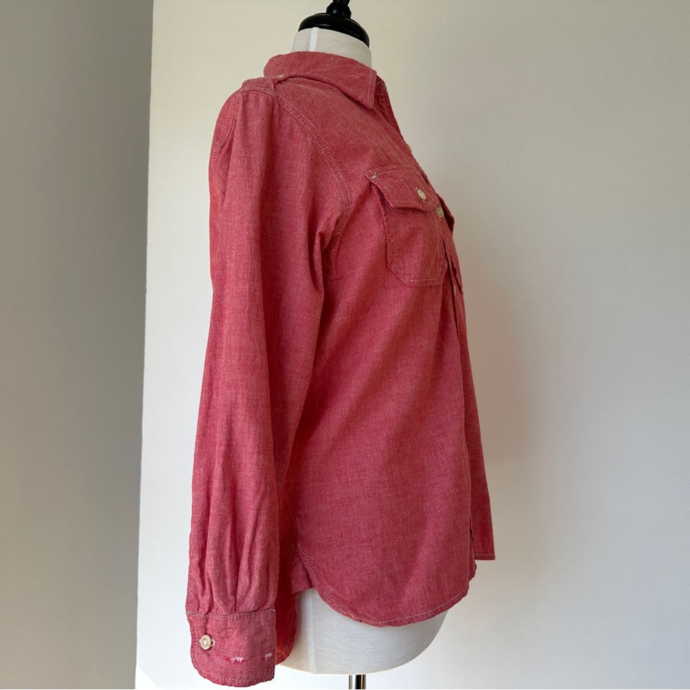 Current/Elliott The Perfect Shirt Red Chambray - Picture 4 of 9